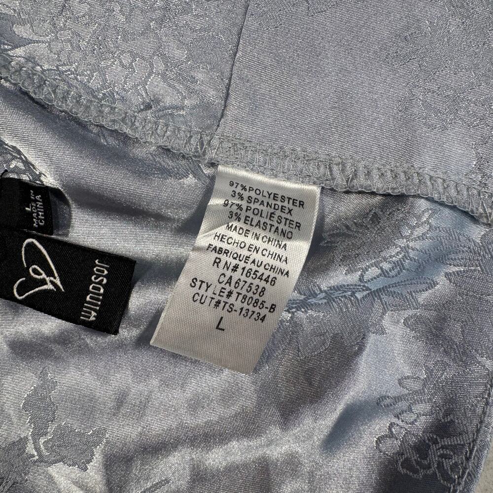 Windsor Satin Jacquard Halter Top Gray Silver Women's Large Tie Y2K Party Baddie - Picture 10 of 16